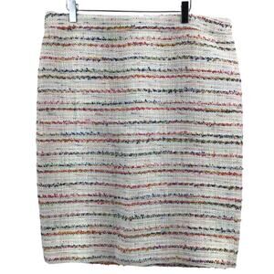 J. Crew No. 2 Pencil Skirt Womens Sz 10 Tweed Striped Rainbow Career Work NEW